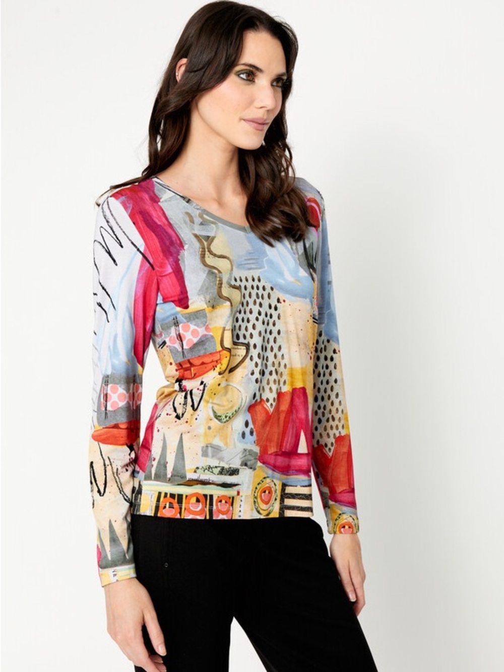 Dolcezza Simply Art Abstract Print Pullover Top Style 74630